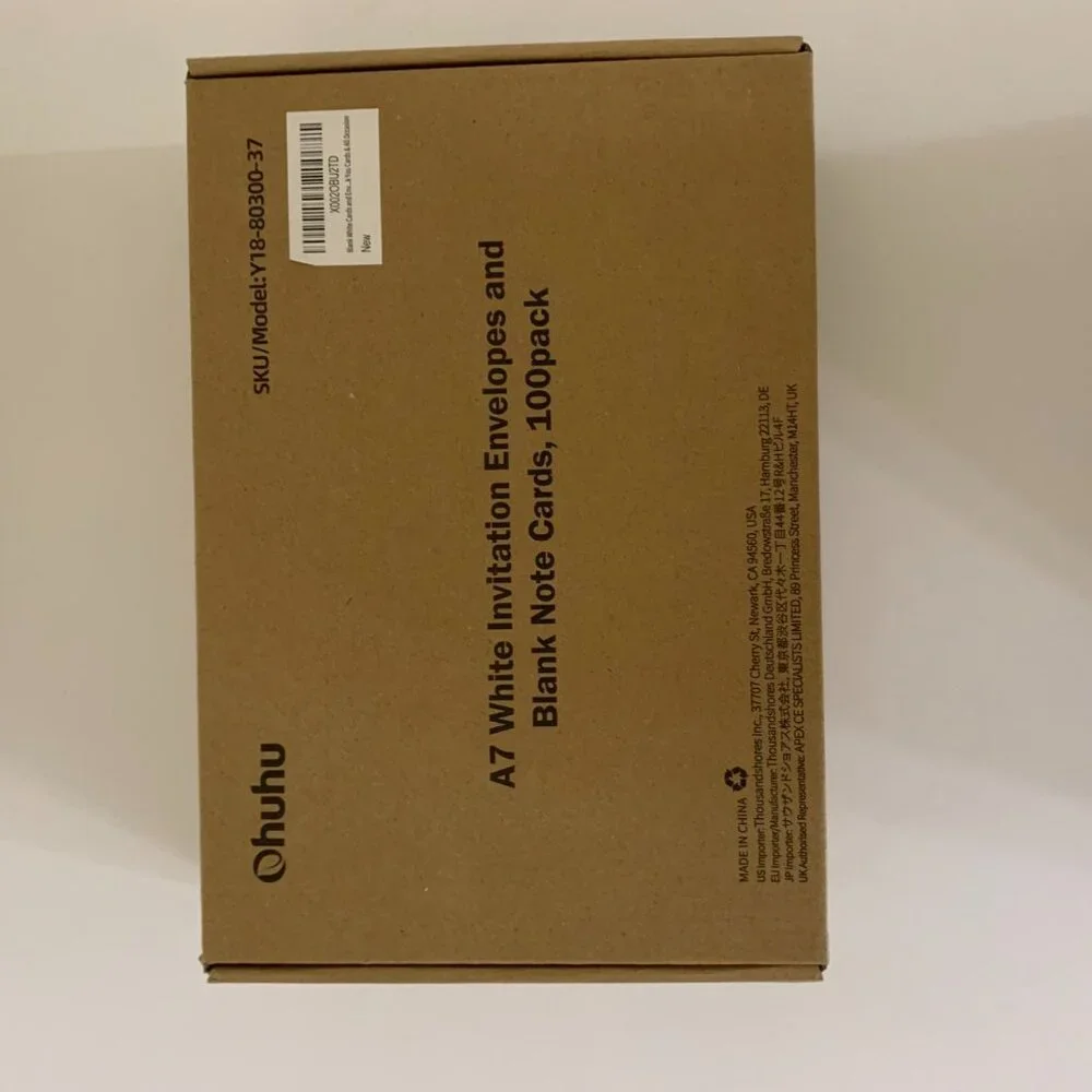 NIB huhu A7 White Invitation Envelopes and Blank Note Cards, 100 Pack- Wedding B